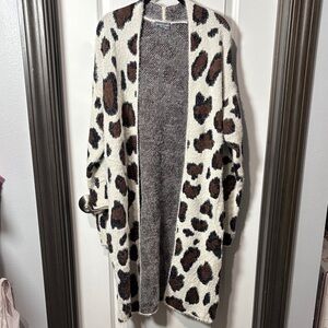 Sweet Lovely by Jen Animal Print Open Cardigan Duster - NWOT